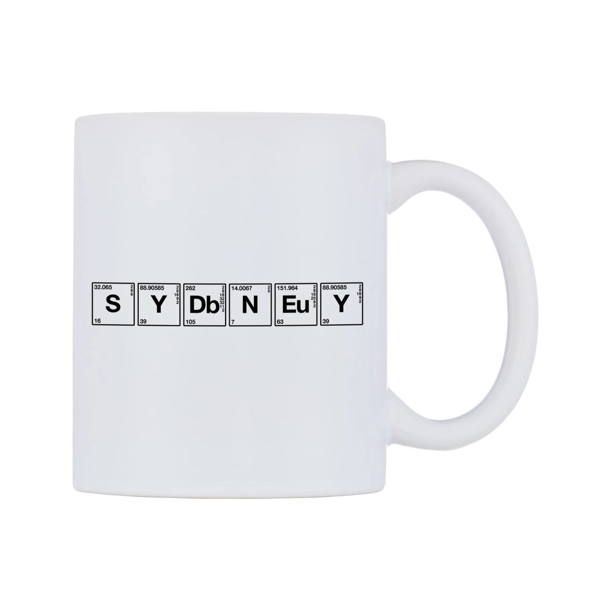 Sydney - Chemistry Themed Mug — mug, left side, on a white background