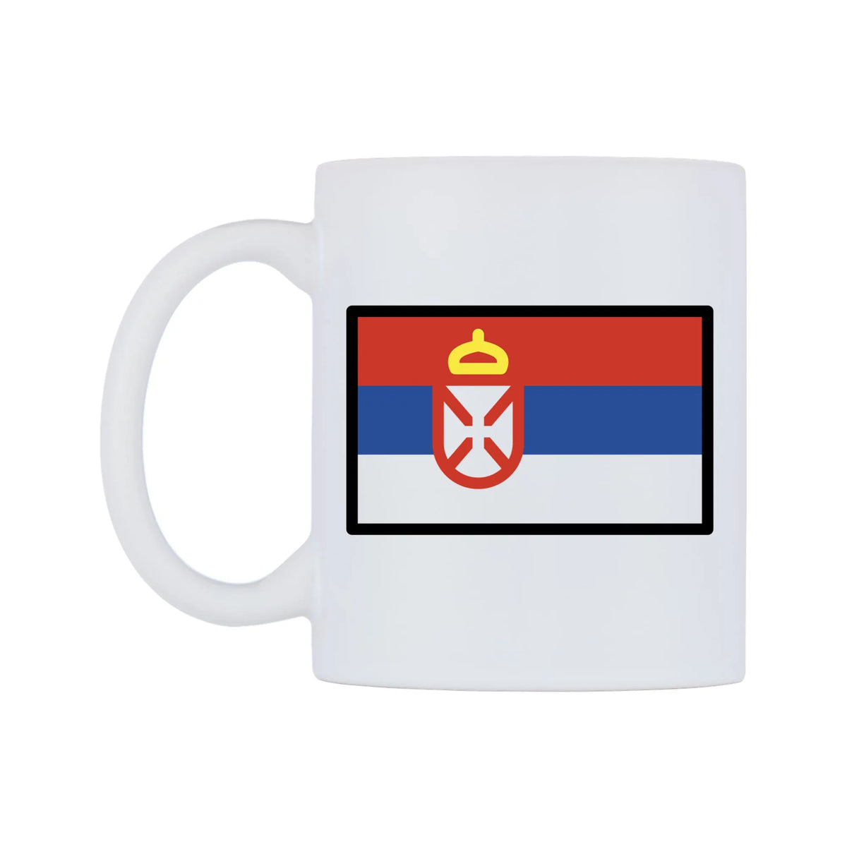 Serbia Flag Emoji Mug — mug, right side, on a white background