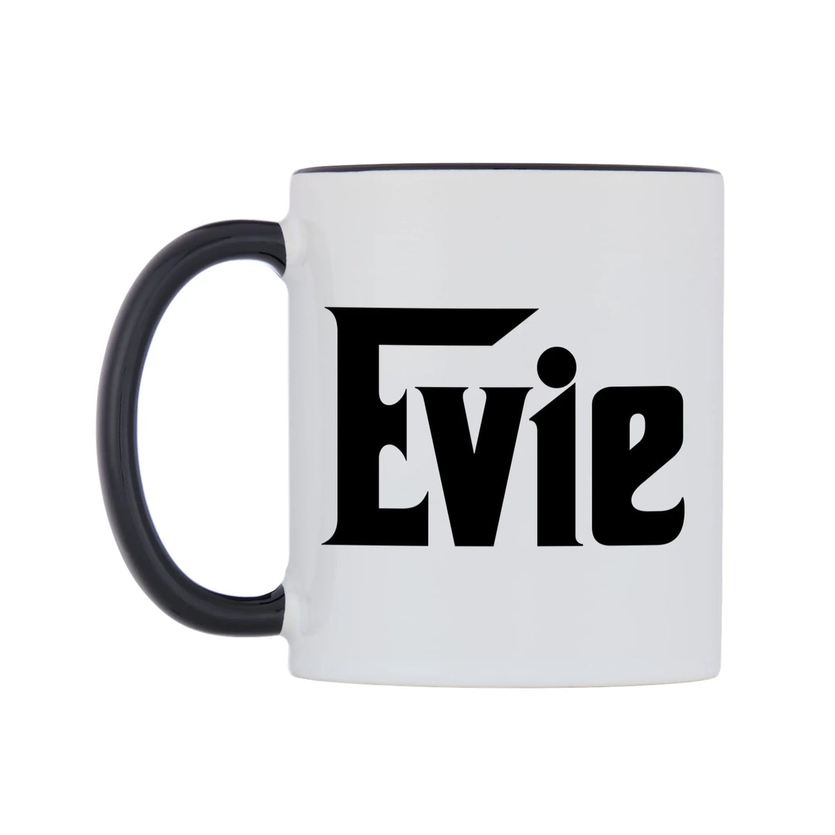 Evie - Godfather Themed Mug — white 11oz gloss mug with a black inside and handle, right side, on a white background