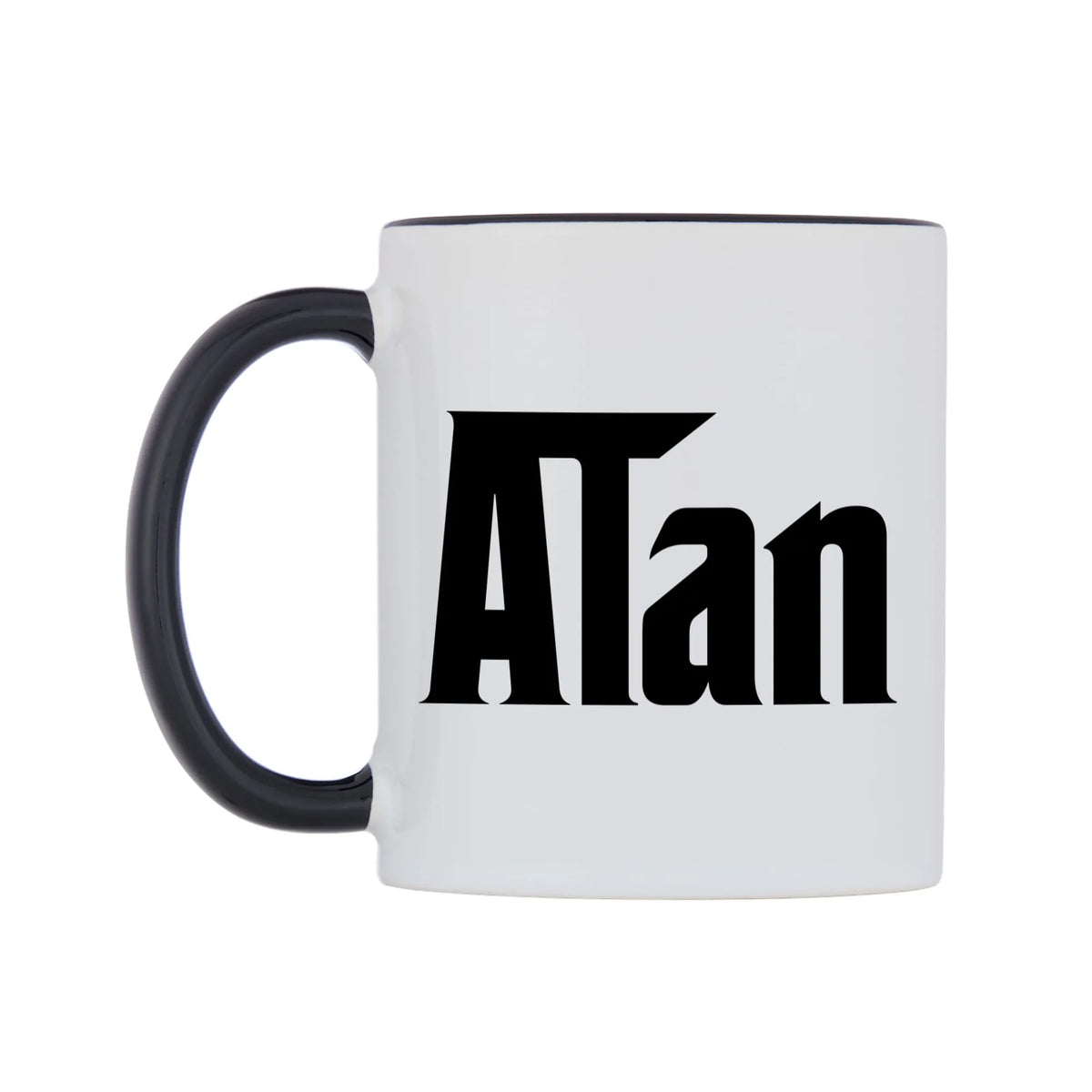 Alan - Godfather Themed Mug — white 11oz gloss mug with a black inside and handle, right side, on a white background
