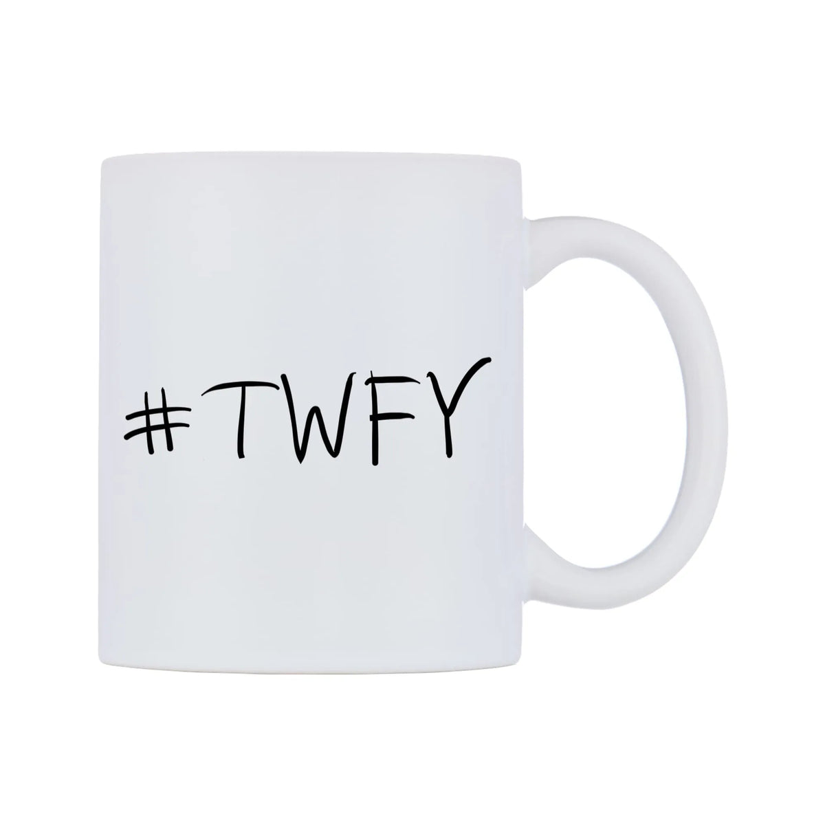 TWFY Mug — mug, left side, on a white background