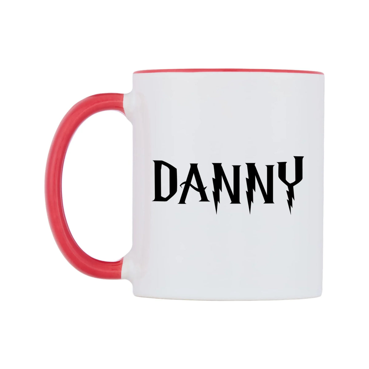 Danny - Wizard Themed Mug — white 11oz gloss mug with a red inside and handle, right side, on a white background