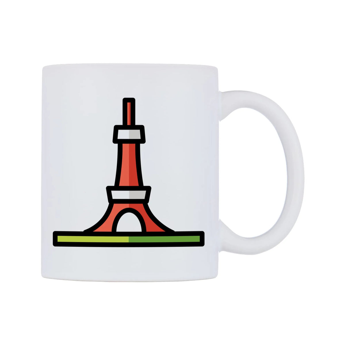 Tokyo Tower Emoji Mug — mug, left side, on a white background