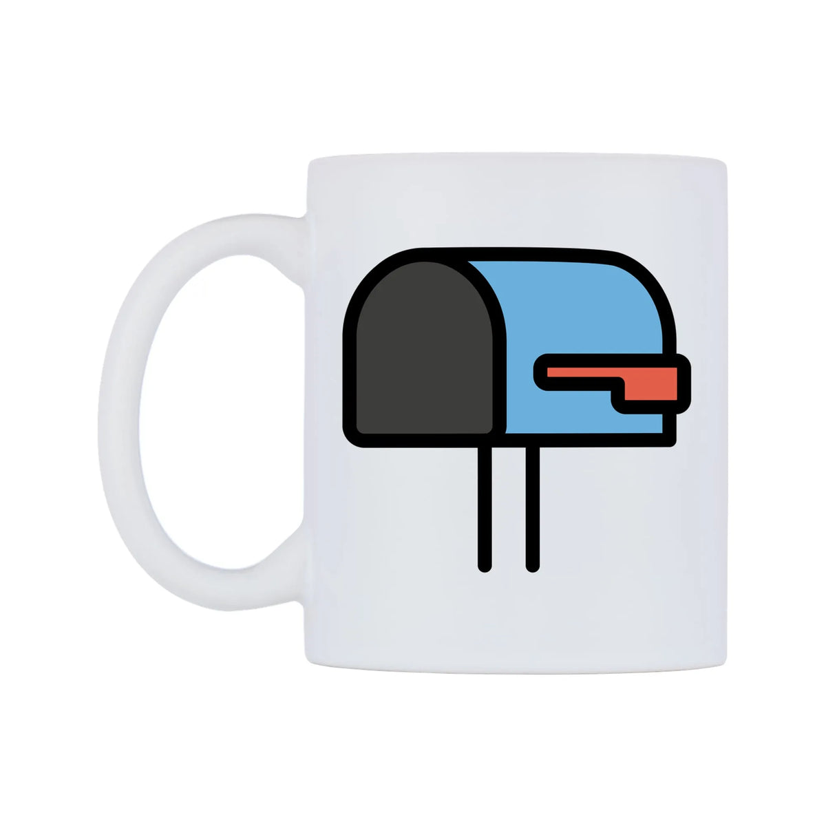 Open Mailbox With Lowered Flag Emoji Mug — mug, right side, on a white background