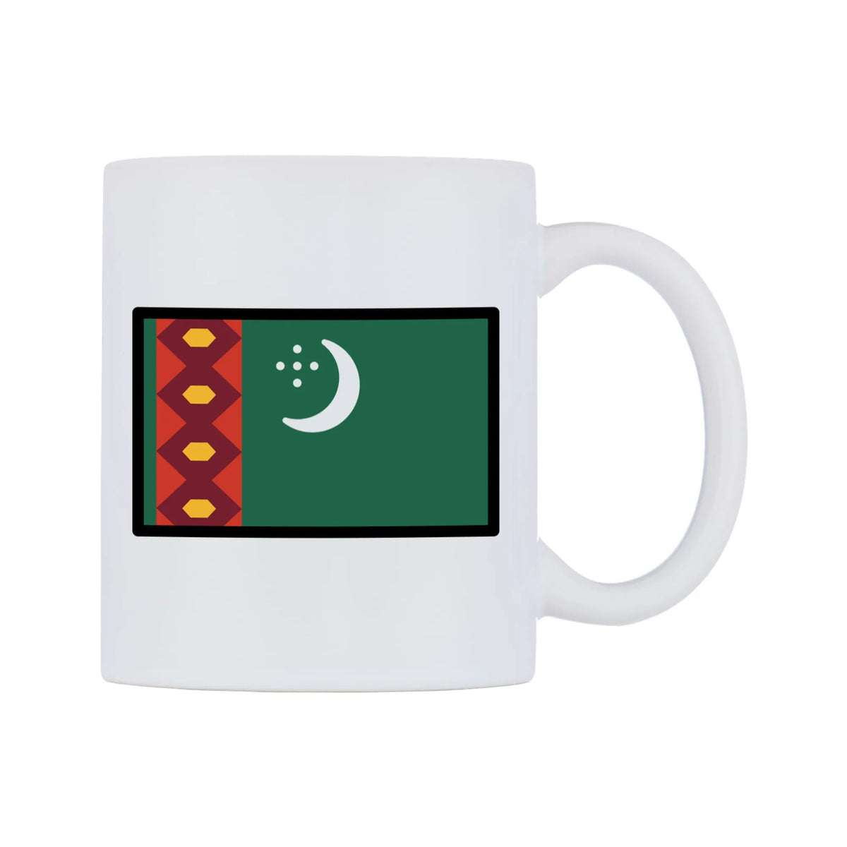 Turkmenistan Flag Emoji Mug — mug, left side, on a white background