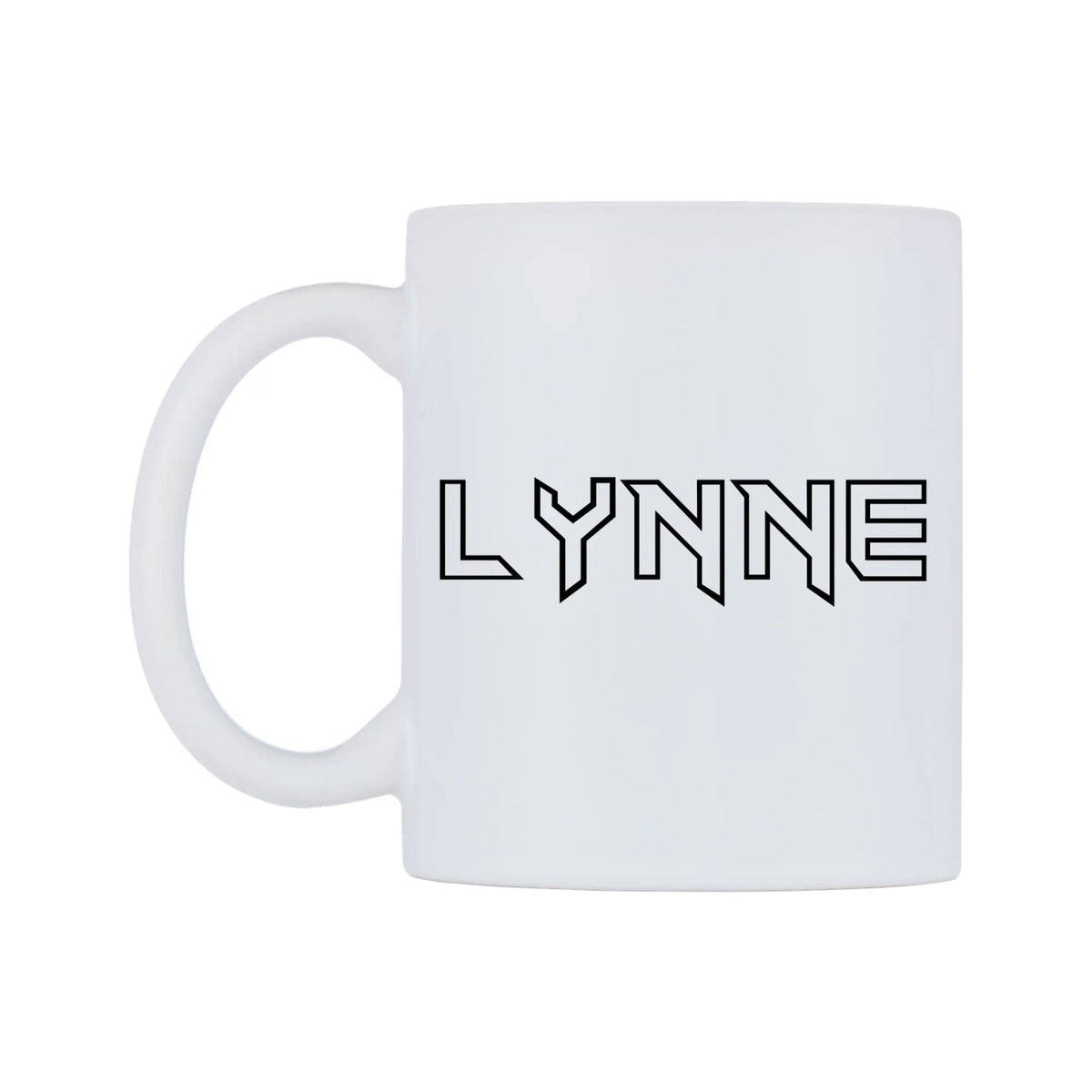 Lynne - Iron Maiden Themed Mug — white 11oz gloss mug, right side, on a white background