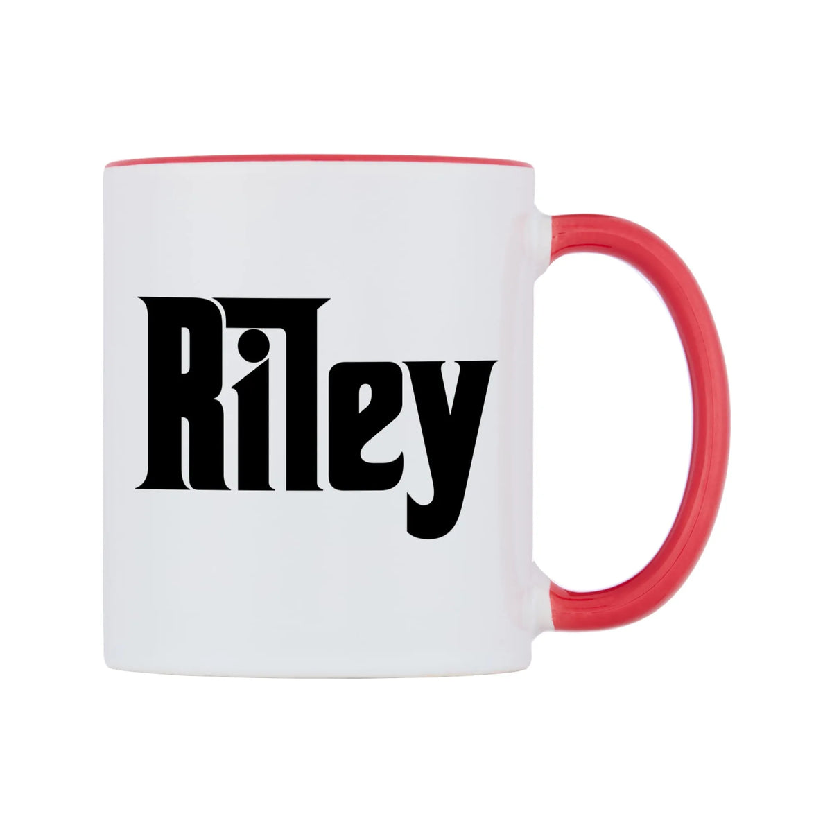 Riley - Godfather Themed Mug — white 11oz gloss mug with a red inside and handle, left side, on a white background