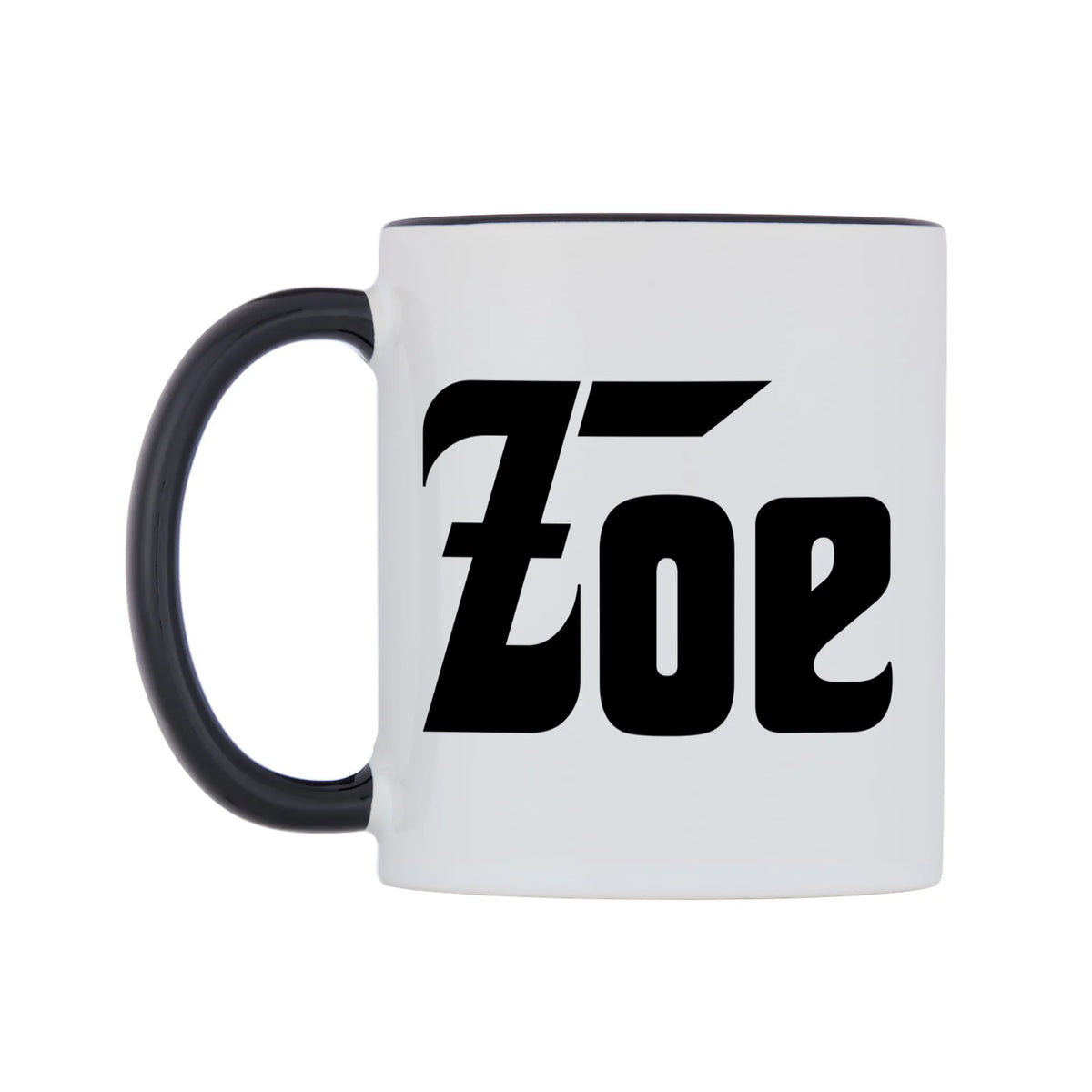 Zoe - Godfather Themed Mug — white 11oz gloss mug with a black inside and handle, right side, on a white background