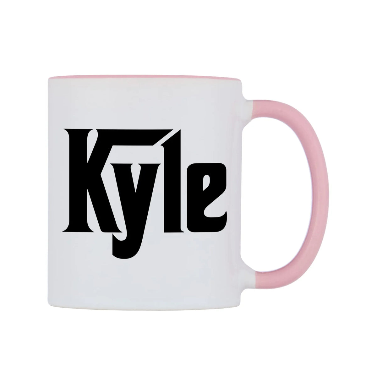 Kyle - Godfather Themed Mug — white 11oz gloss mug with a pink inside and handle, left side, on a white background