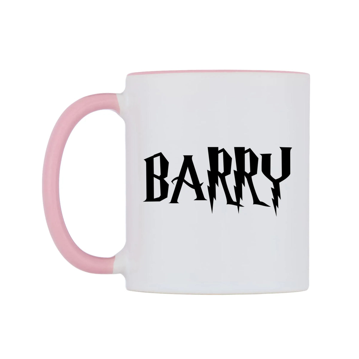 Barry - Wizard Themed Mug — white 11oz gloss mug with a pink inside and handle, right side, on a white background