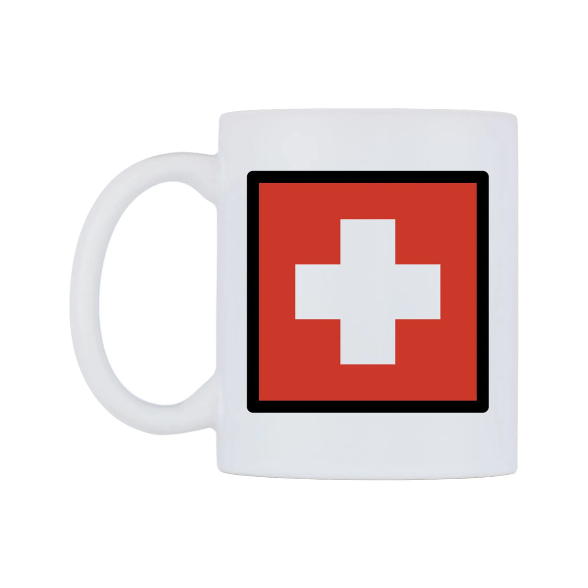 Switzerland Flag Emoji Mug — mug, right side, on a white background