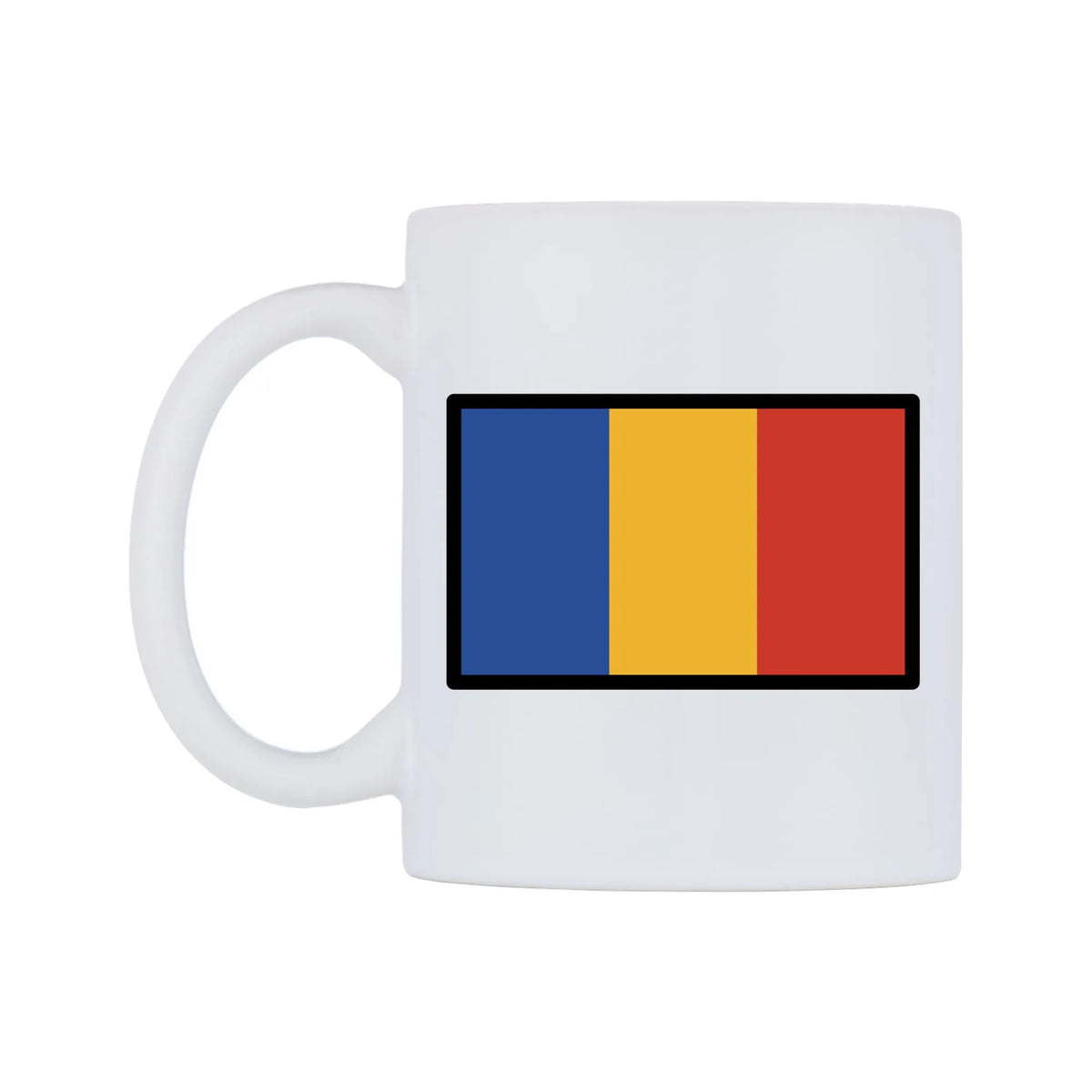 Romania Flag Emoji Mug — mug, right side, on a white background