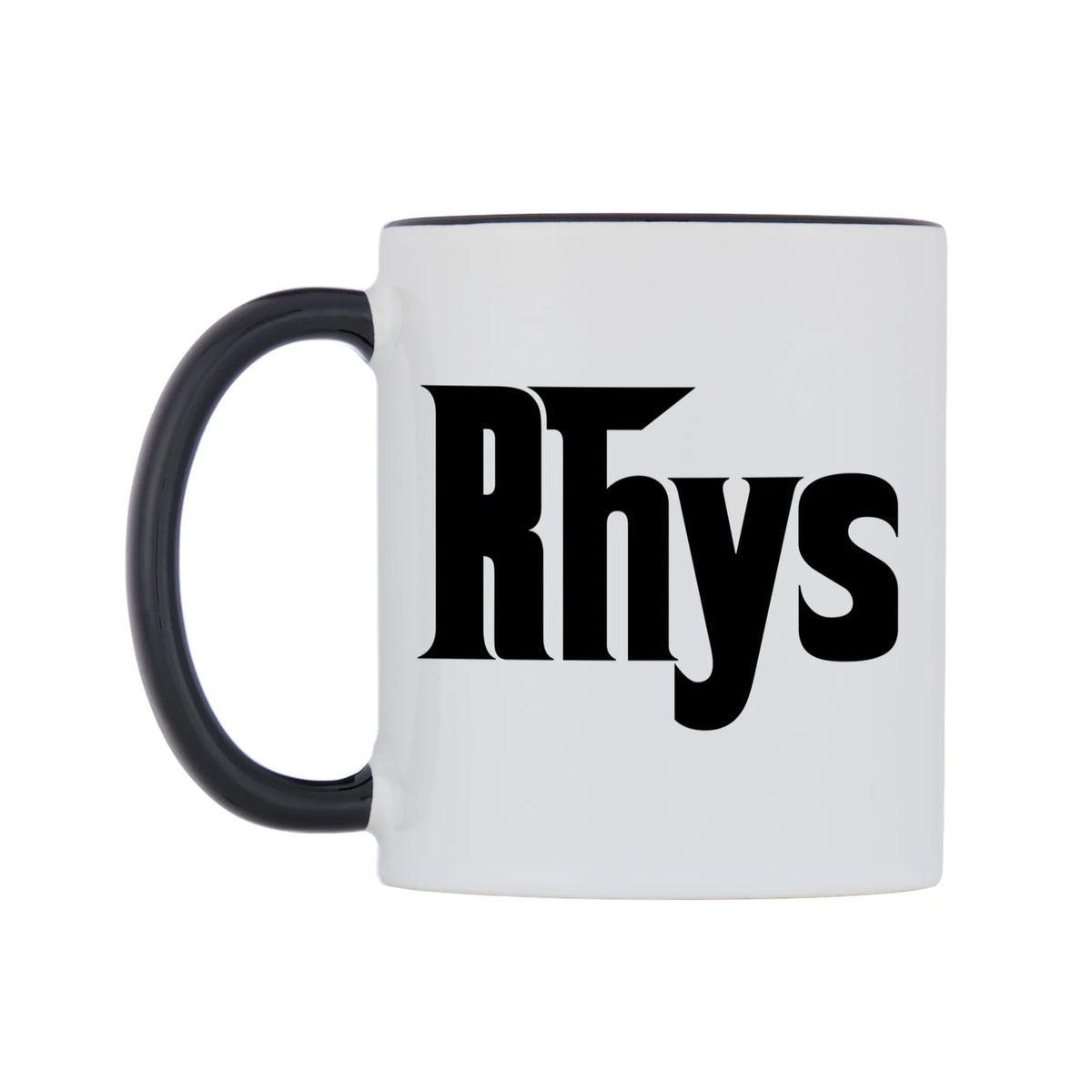 Rhys - Godfather Themed Mug — white 11oz gloss mug with a black inside and handle, right side, on a white background