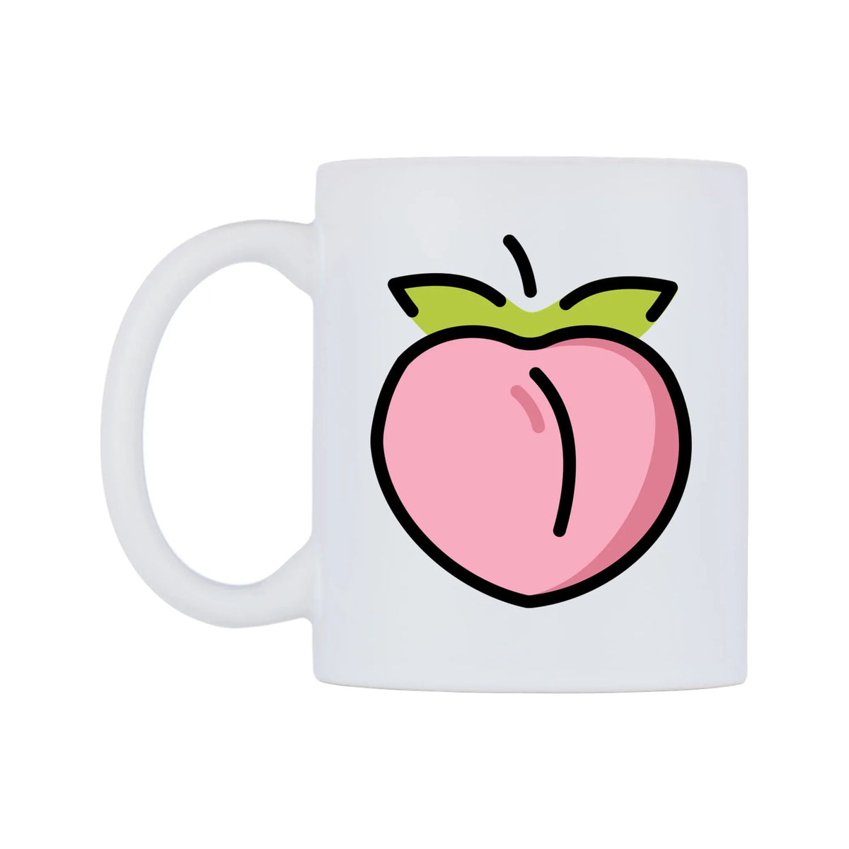 Peach Emoji Mug — mug, right side, on a white background