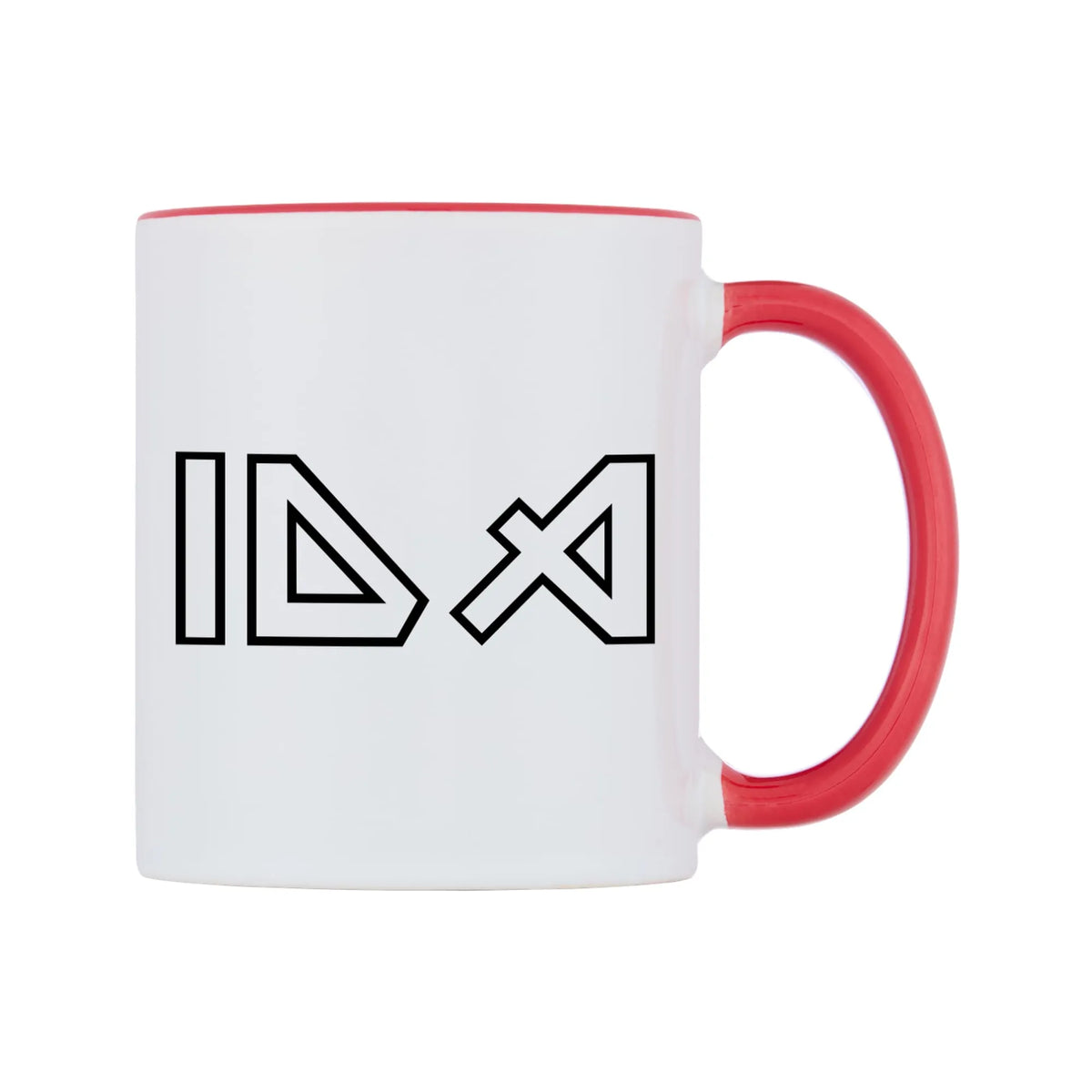 Ida - Iron Maiden Themed Mug — white 11oz gloss mug with a red inside and handle, left side, on a white background