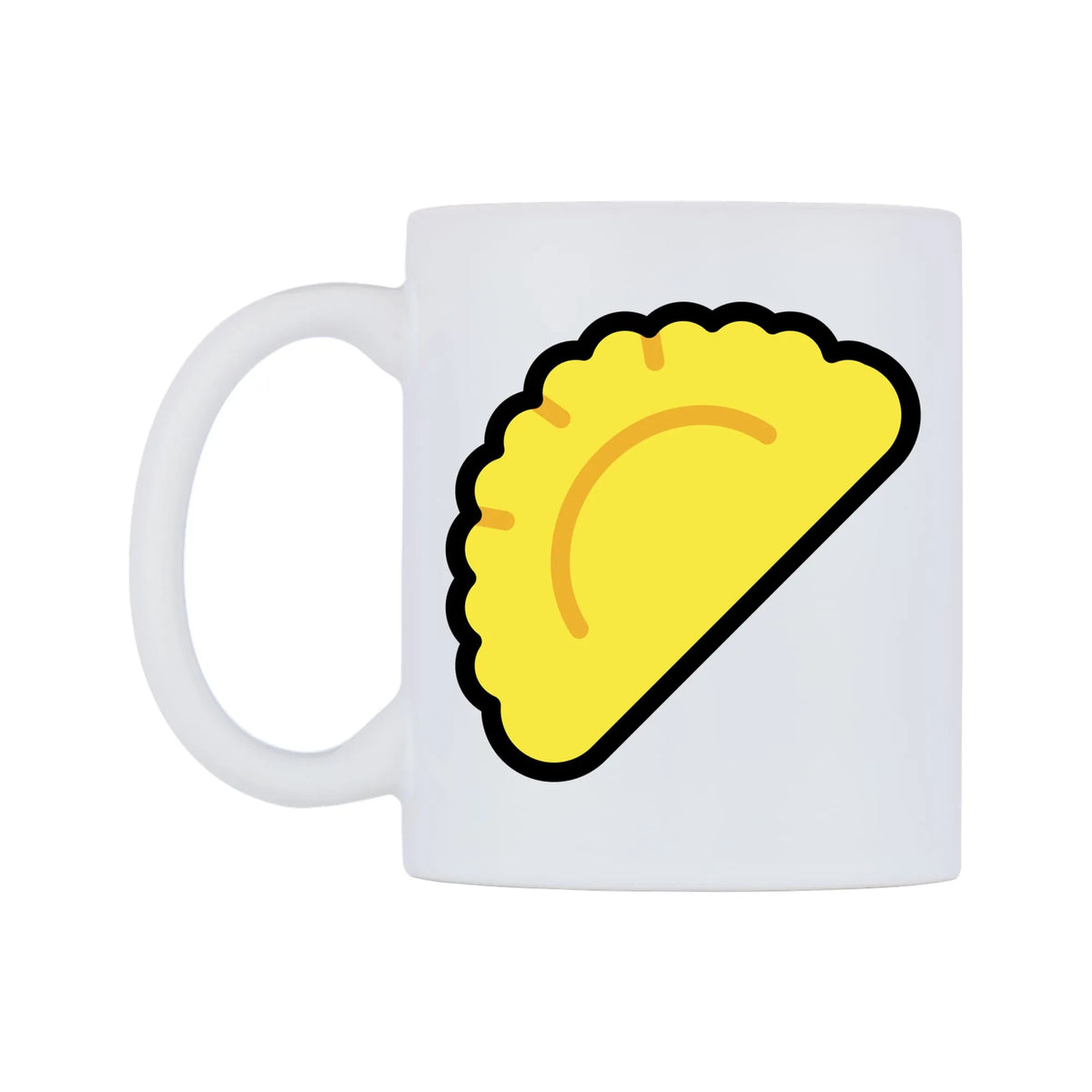 Dumpling Emoji Mug — mug, right side, on a white background