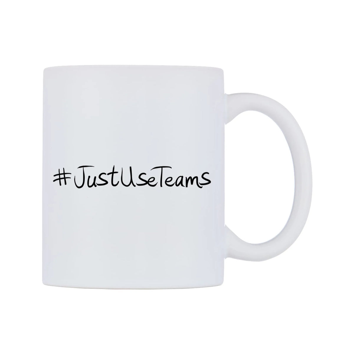 JustUseTeams Mug — mug, left side, on a white background