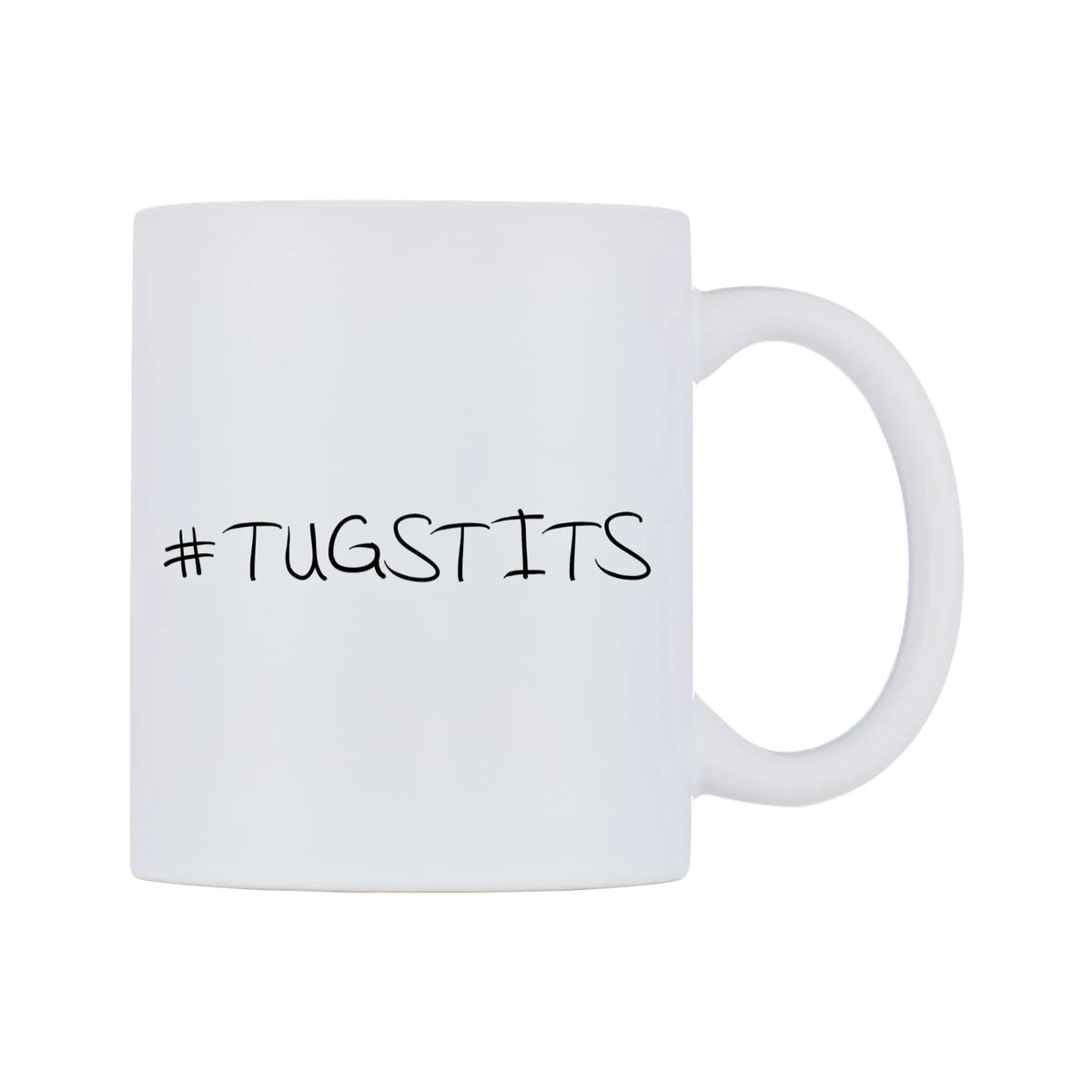 TUGSTITS Mug — mug, left side, on a white background