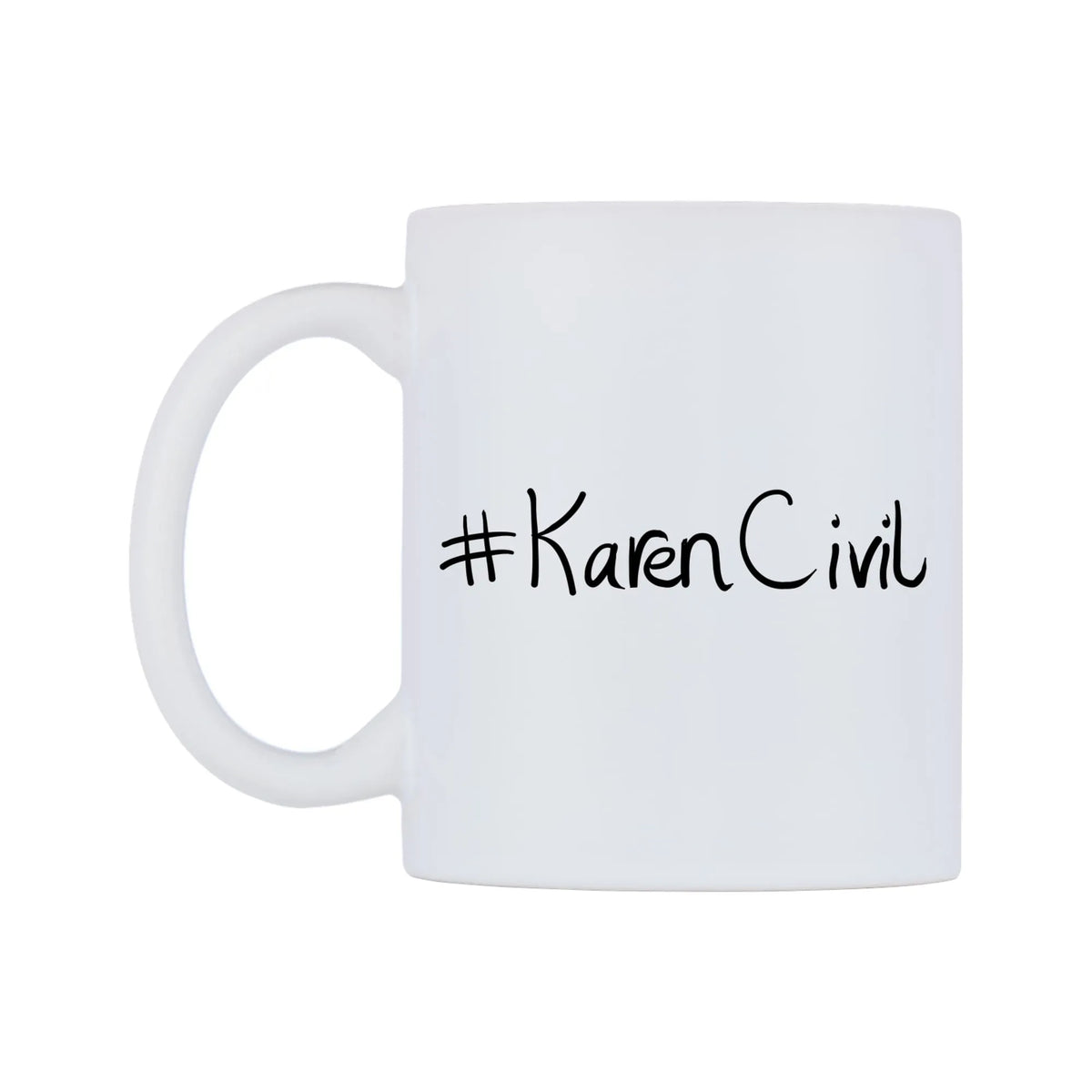 KarenCivil Mug — mug, right side, on a white background