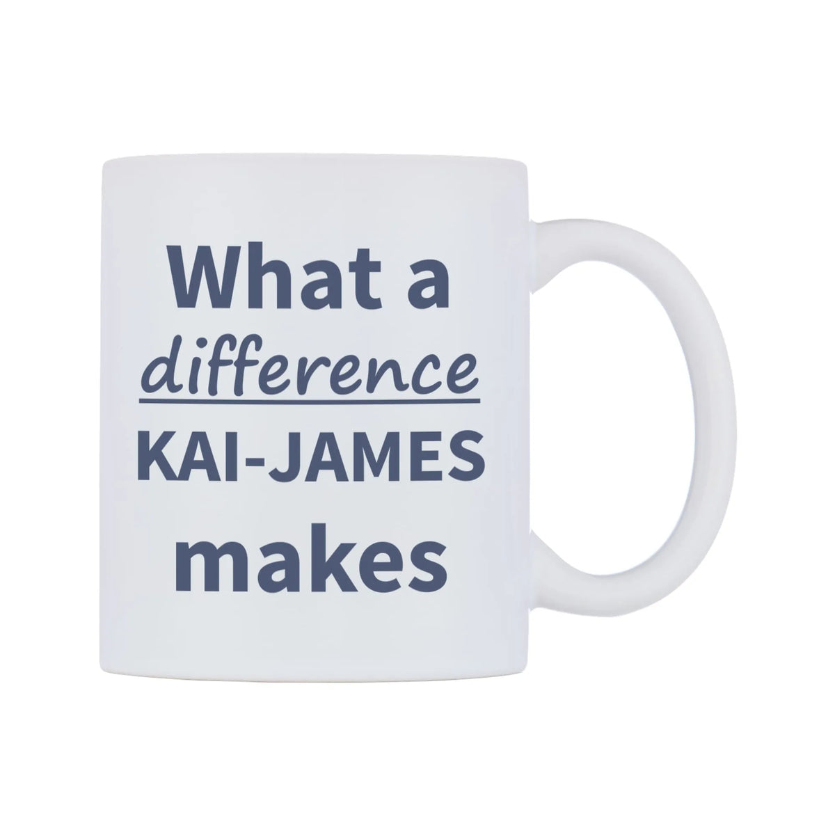 What a difference KAI-JAMES makes Mug — mug, left side, on a white background