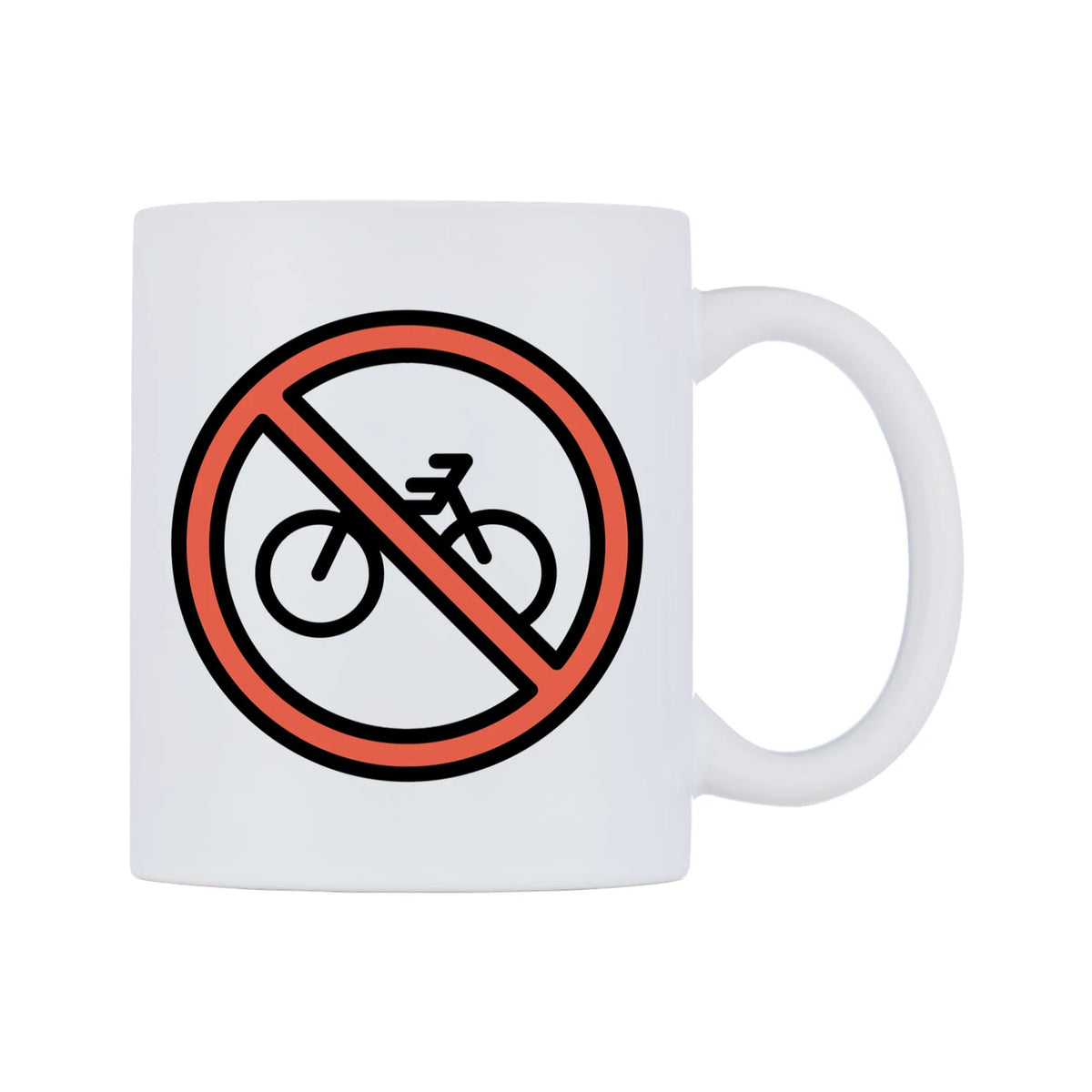 No Bicycles Emoji Mug — mug, left side, on a white background