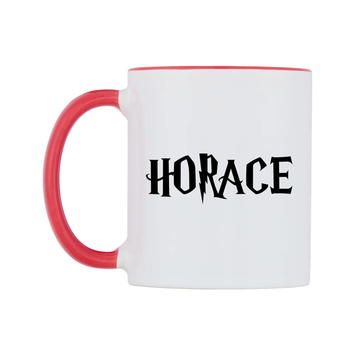 Horace - Wizard Themed Mug — white 11oz gloss mug with a red inside and handle, right side, on a white background
