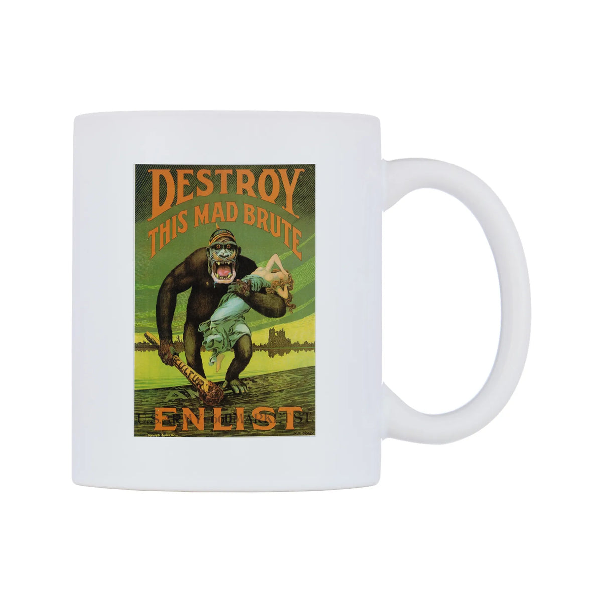 Destroy This Mad Brute' - US Poster Mug — white 11oz gloss mug, left side, on a white background