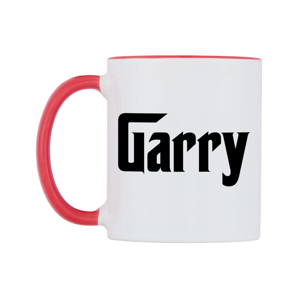 Garry - Godfather Themed Mug — white 11oz gloss mug with a red inside and handle, right side, on a white background