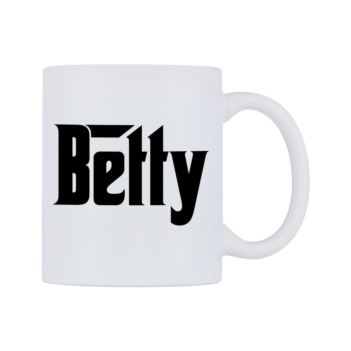 Betty - Godfather Themed Mug — white 11oz gloss mug, left side, on a white background