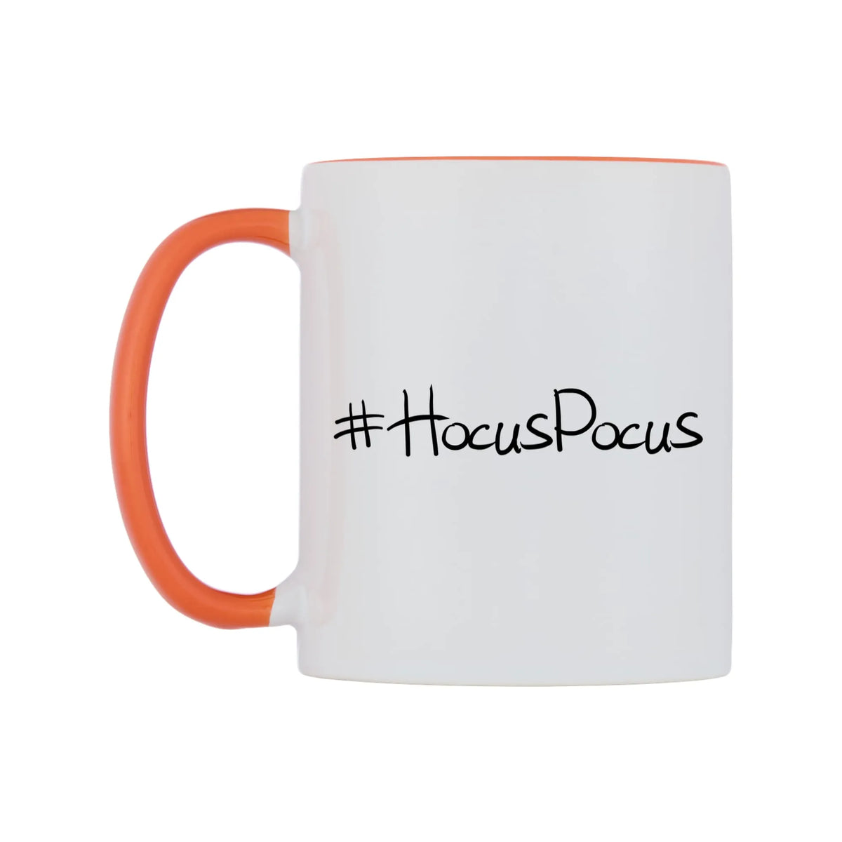 HocusPocus Mug — white 11oz gloss mug with a orange inside and handle, right side, on a white background