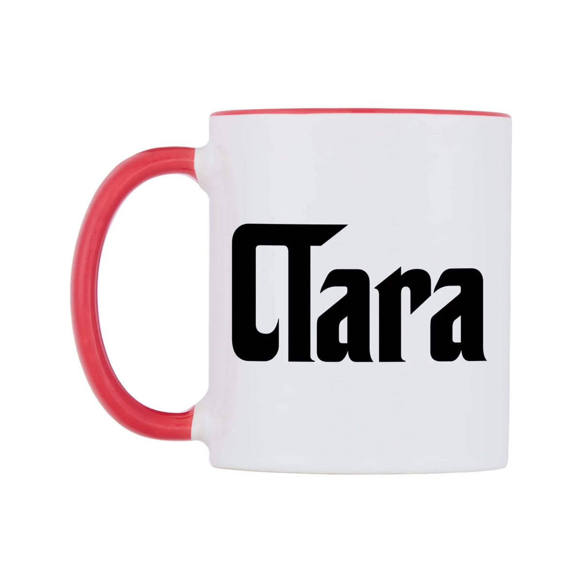 Clara - Godfather Themed Mug — white 11oz gloss mug with a red inside and handle, right side, on a white background