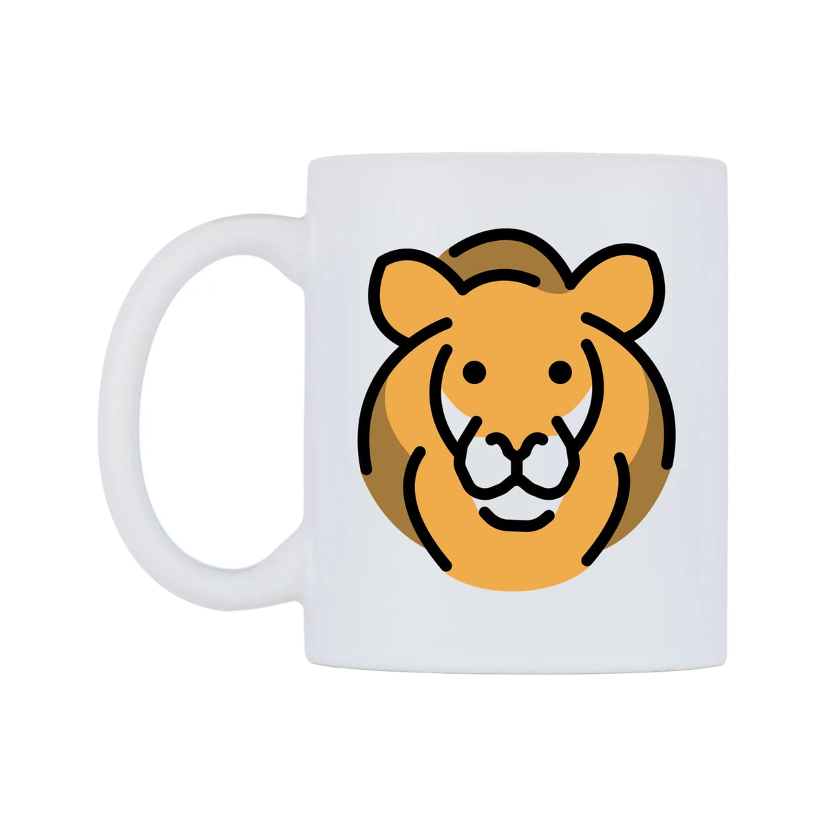 Lion Emoji Mug — mug, right side, on a white background