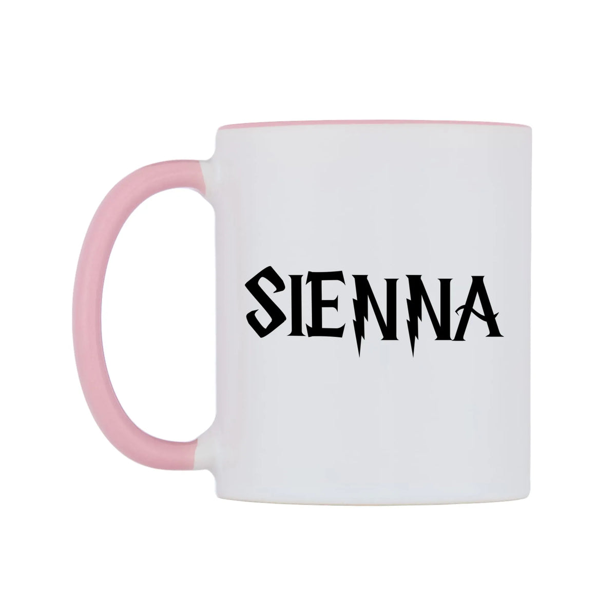 Sienna - Wizard Themed Mug — white 11oz gloss mug with a pink inside and handle, right side, on a white background