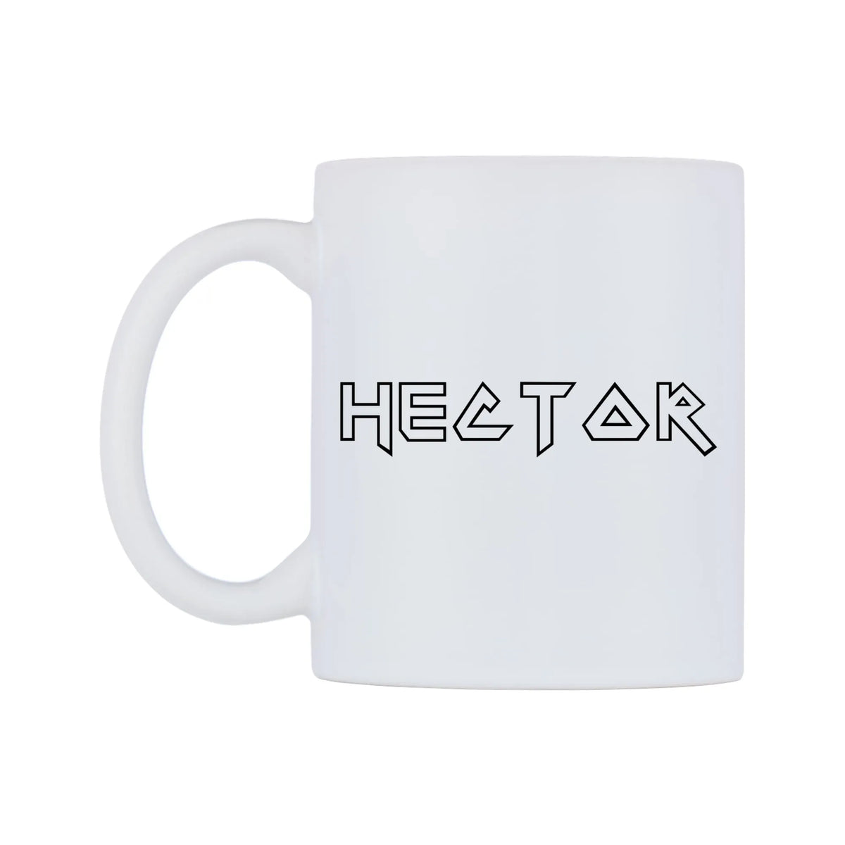 Hector - Iron Maiden Themed Mug — white 11oz gloss mug, right side, on a white background