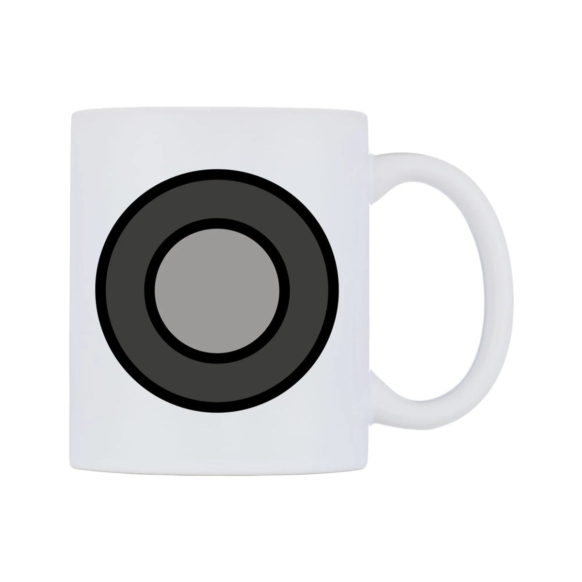 Radio Button Emoji Mug — mug, left side, on a white background