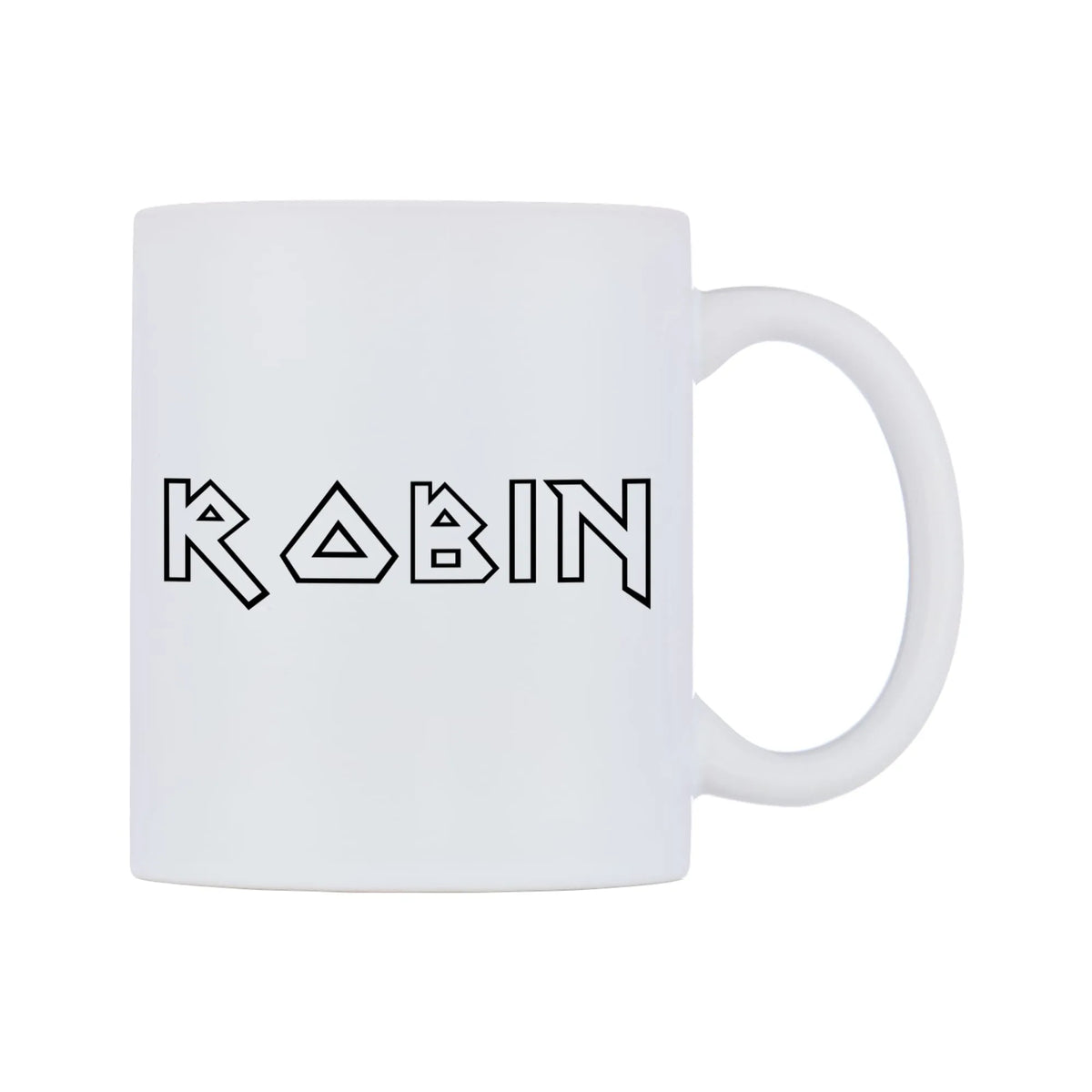 Robin - Iron Maiden Themed Mug — white 11oz gloss mug, left side, on a white background