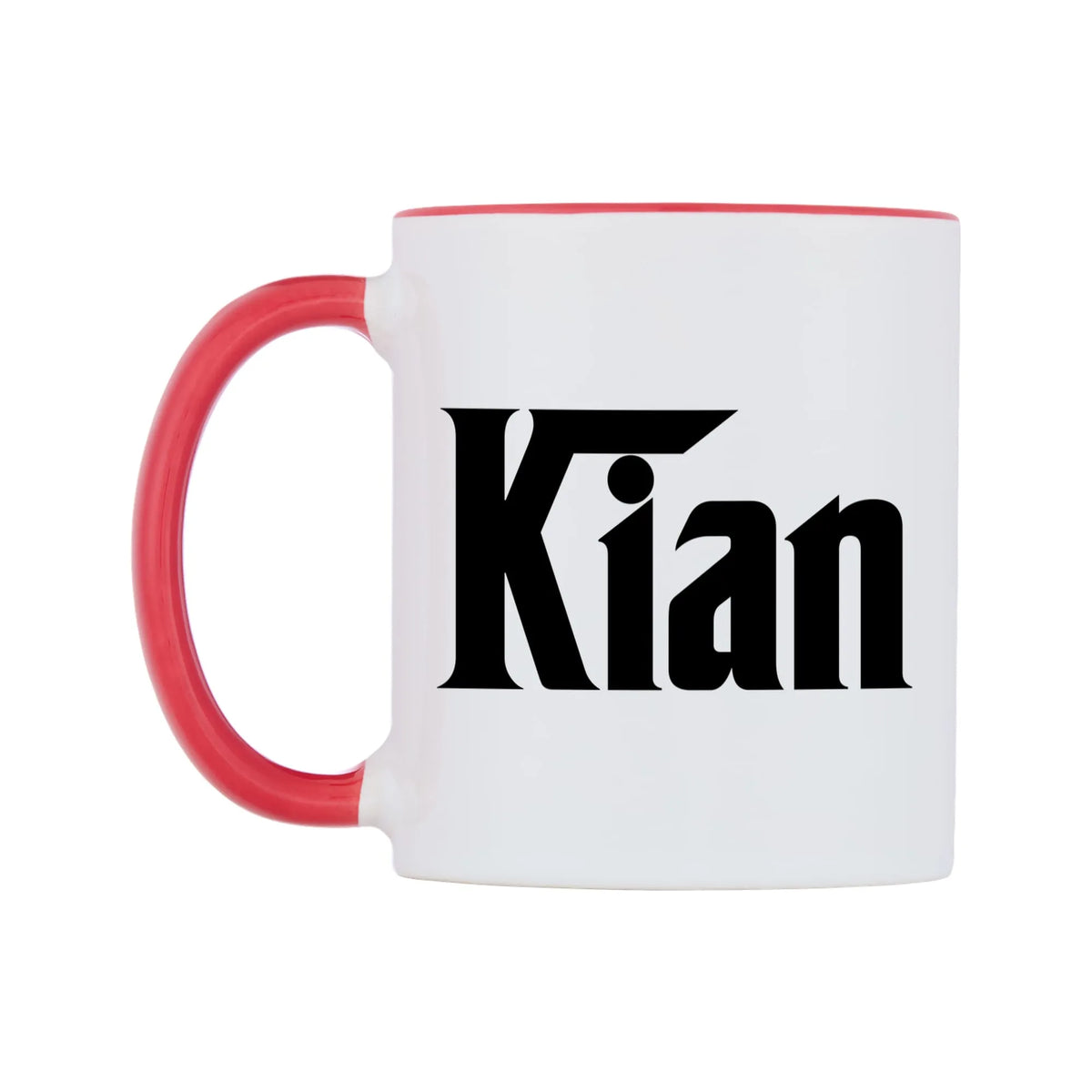Kian - Godfather Themed Mug — white 11oz gloss mug with a red inside and handle, right side, on a white background