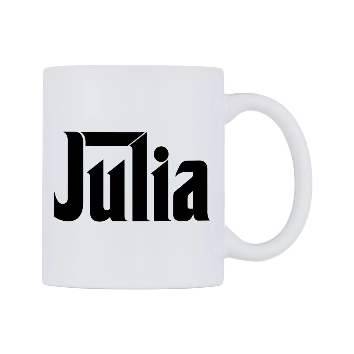 Julia - Godfather Themed Mug — white 11oz gloss mug, left side, on a white background