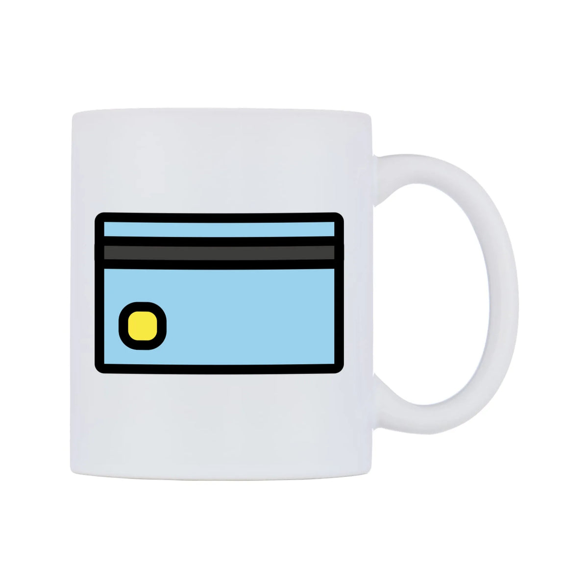 Credit Card Emoji Mug — mug, left side, on a white background