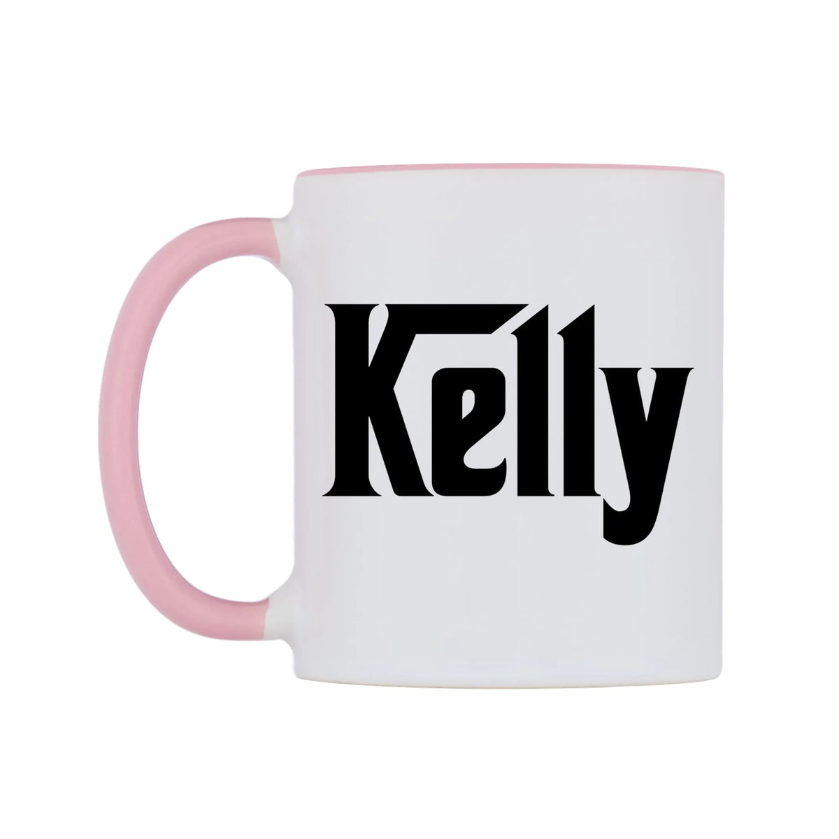 Kelly - Godfather Themed Mug — white 11oz gloss mug with a pink inside and handle, right side, on a white background