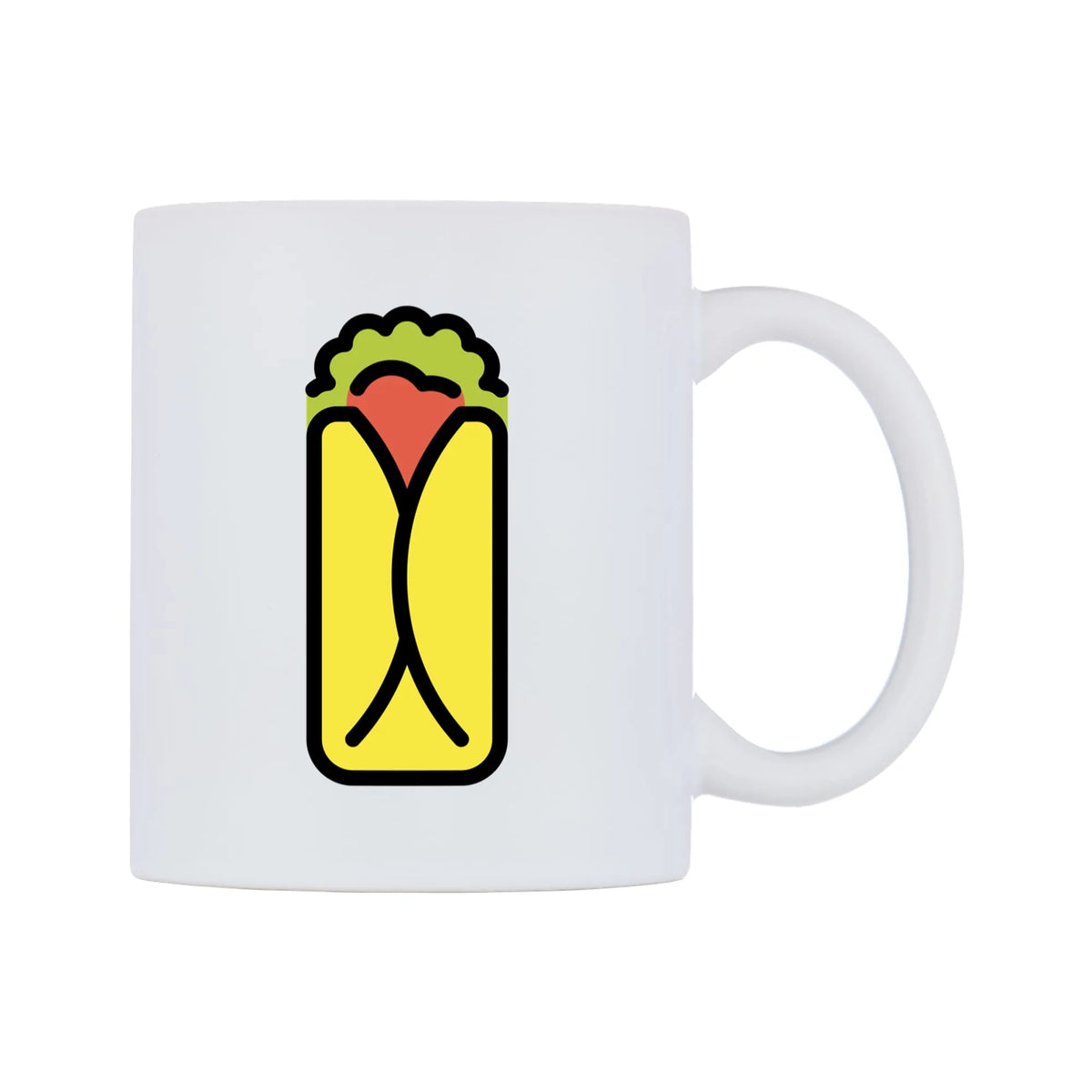 Burrito Emoji Mug — mug, left side, on a white background