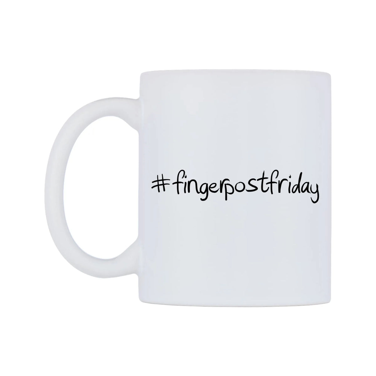 fingerpostfriday Mug — mug, right side, on a white background