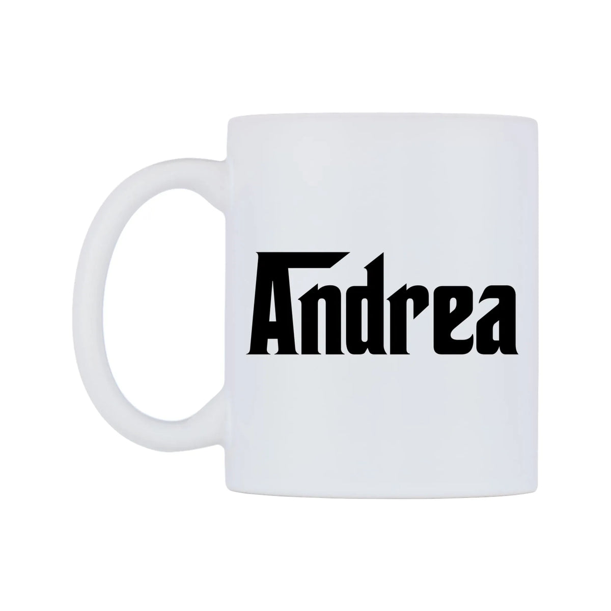 Andrea - Godfather Themed Mug — white 11oz gloss mug, right side, on a white background