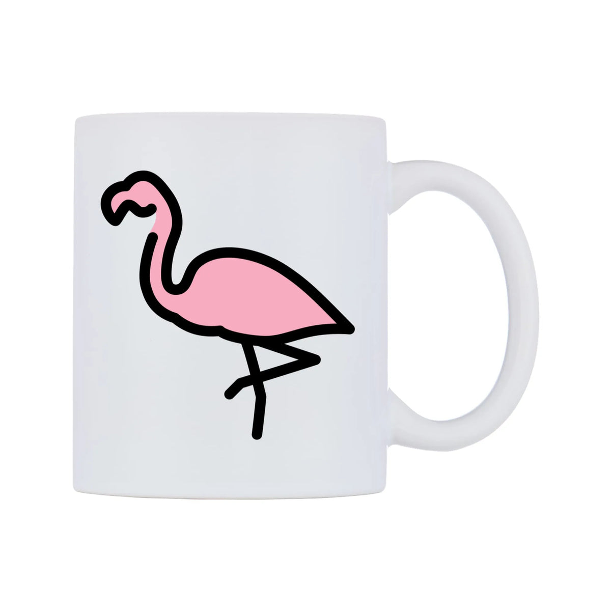Flamingo Emoji Mug — mug, left side, on a white background