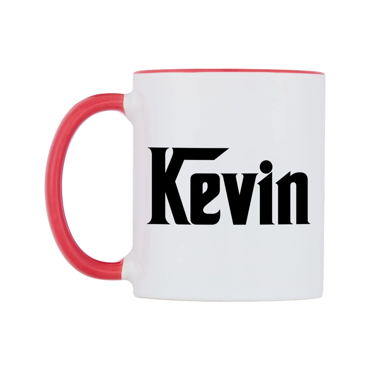 Kevin - Godfather Themed Mug — white 11oz gloss mug with a red inside and handle, right side, on a white background