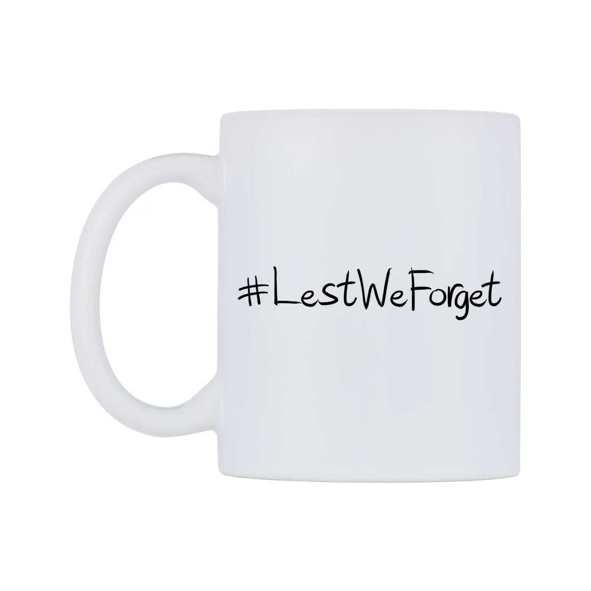 LestWeForget Mug — mug, right side, on a white background
