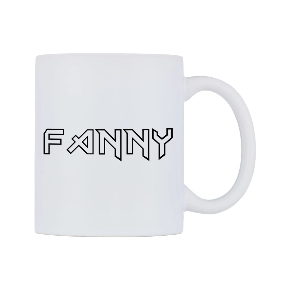 Fanny - Iron Maiden Themed Mug — white 11oz gloss mug, left side, on a white background