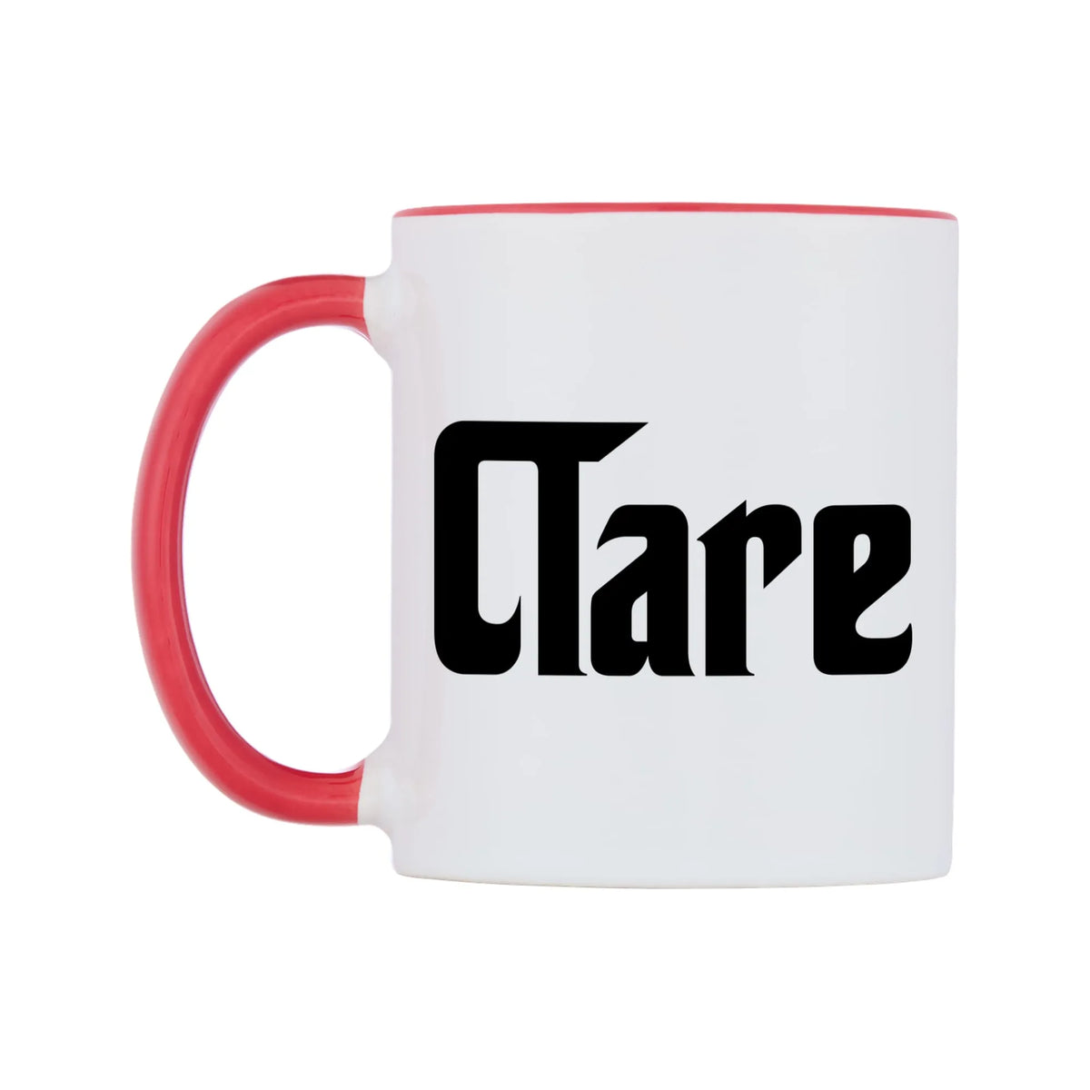 Clare - Godfather Themed Mug — white 11oz gloss mug with a red inside and handle, right side, on a white background