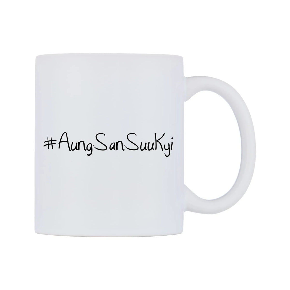 AungSanSuuKyi Mug — mug, left side, on a white background