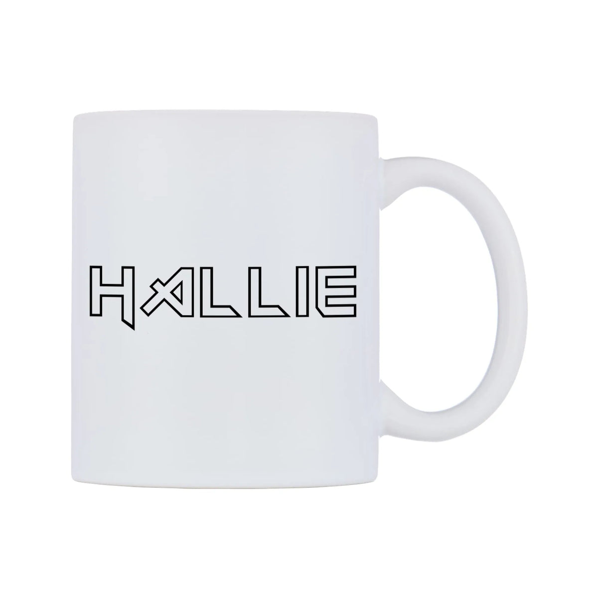 Hallie - Iron Maiden Themed Mug — white 11oz gloss mug, left side, on a white background